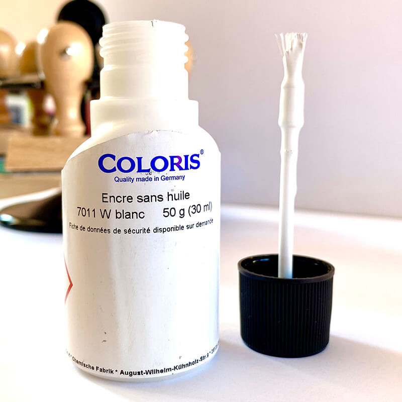 Encre Noris #196 Pour Tampons - Blanc, Spéciale Plastiques Et Surfaces Brillantes - 6
