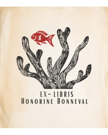 Tampon en Bois Ex-libris "Corail"