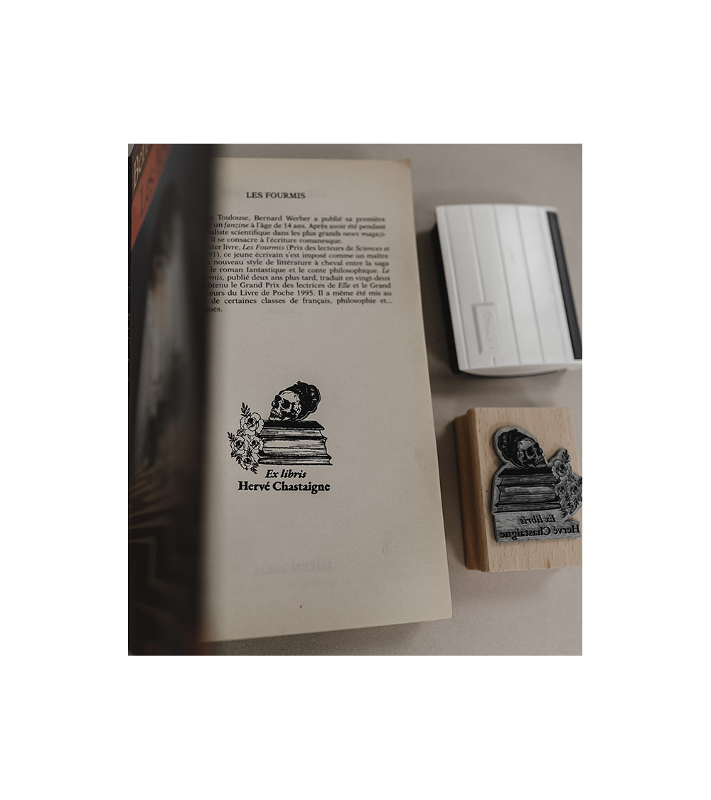 Tampon en Bois Ex-libris "Crâne"
