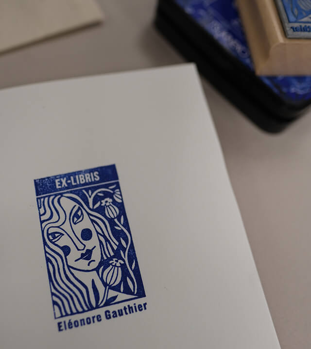 Tampon en Bois Ex-libris "Portrait"