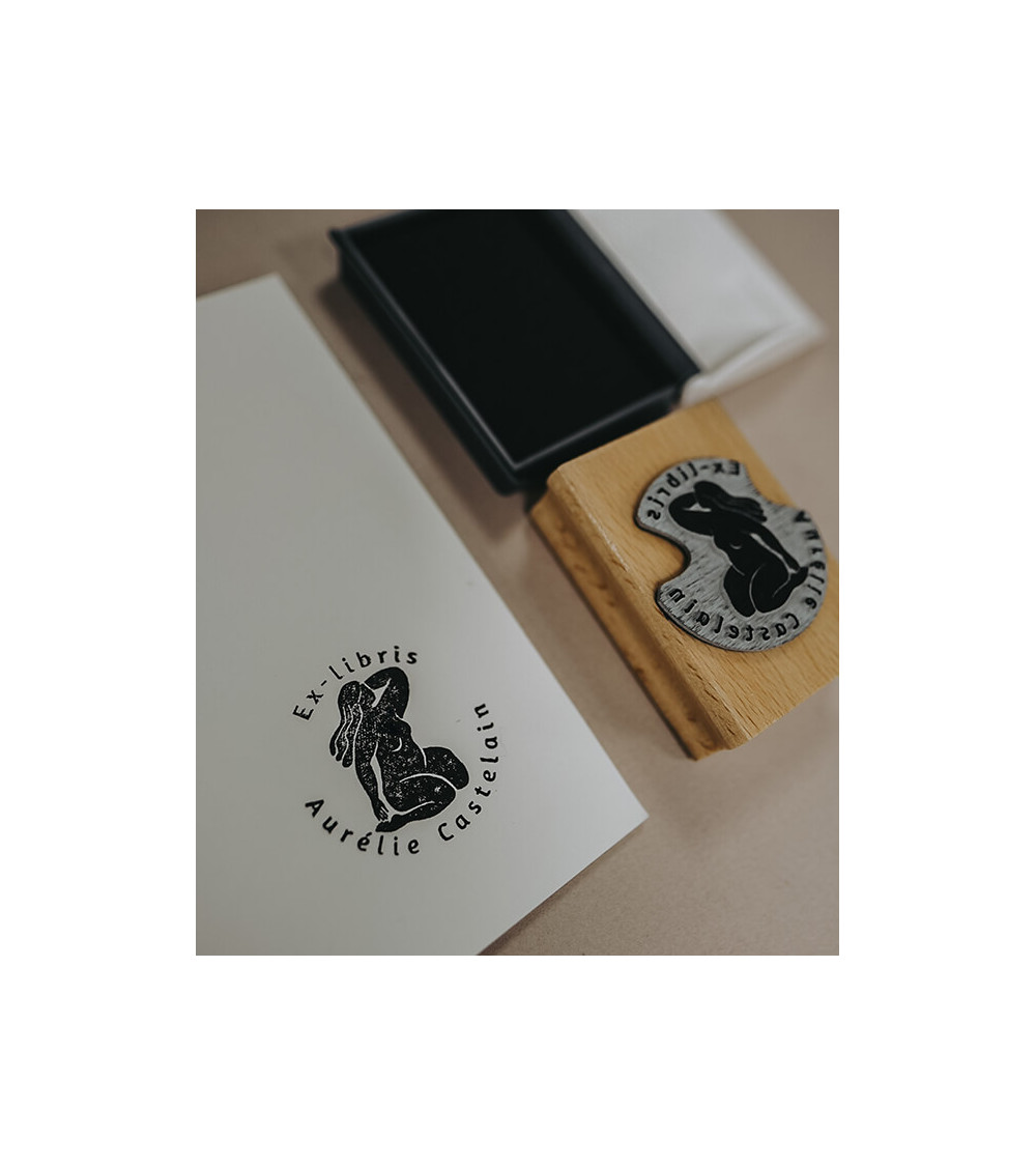 Tampon en Bois Ex-libris "La plage"