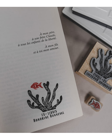 Tampon en Bois Ex-libris "Corail"