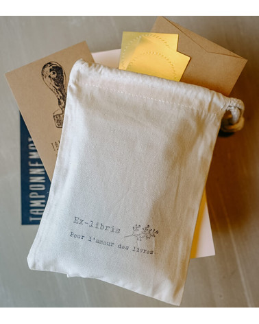 Timbre à sec ex-libris modèle "Libellule" avec pochon