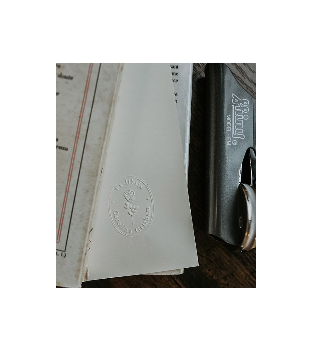 Timbre à sec Ex-libris modèle "Rose"