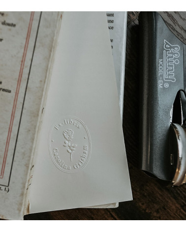 Timbre à sec Ex-libris modèle "Rose"