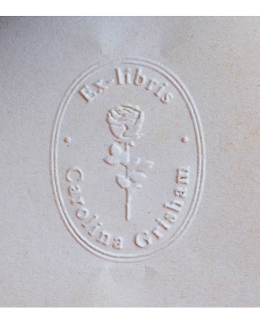 Timbre à sec Ex-libris modèle "Rose" - empreinte réelle