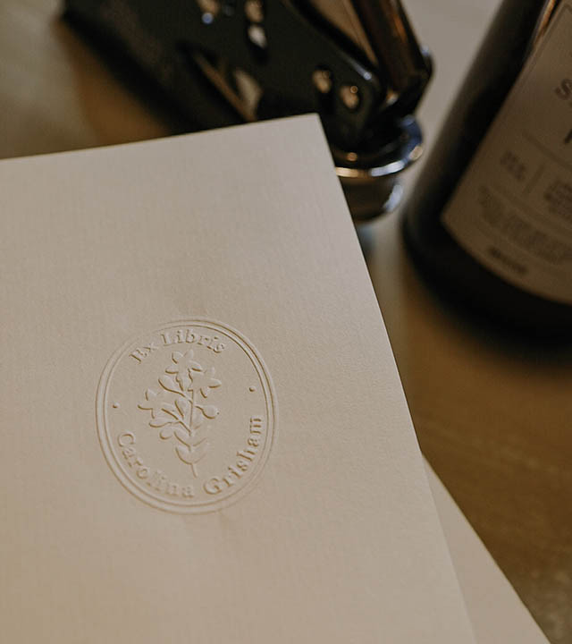 Timbre à sec Ex-libris modèle "Bouquet"