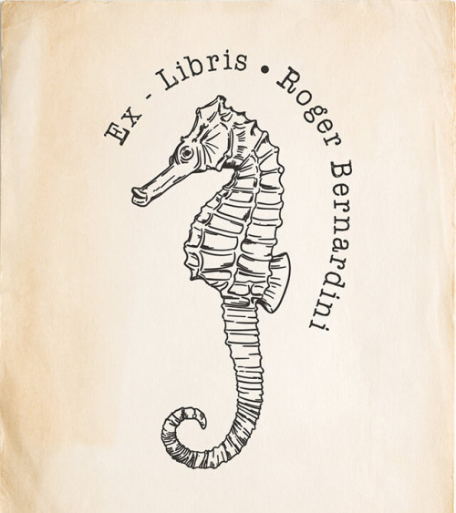 Tampon en Bois Ex-libris "Hippocampe"