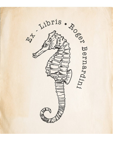 Tampon en Bois Ex-libris "Hippocampe"