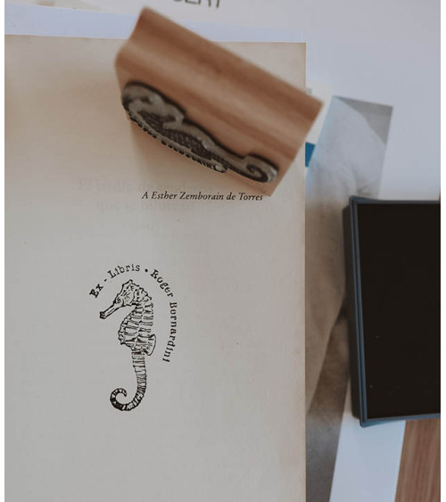 Tampon en Bois Ex-libris "Hippocampe"