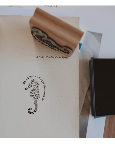 Tampon en Bois Ex-libris "Hippocampe"