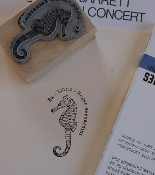 Tampon en Bois Ex-libris "Hippocampe"