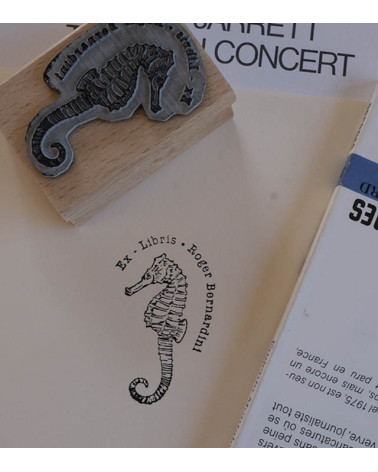 Tampon en Bois Ex-libris "Hippocampe"
