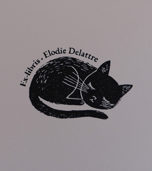 Tampon en Bois Ex-libris "Chat"