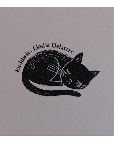 Tampon en Bois Ex-libris "Chat"
