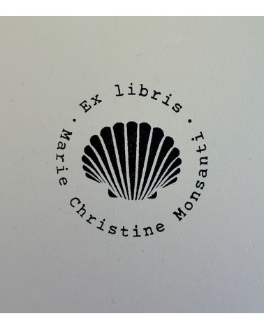 Tampon en Bois Ex-libris modèle "Coquille"