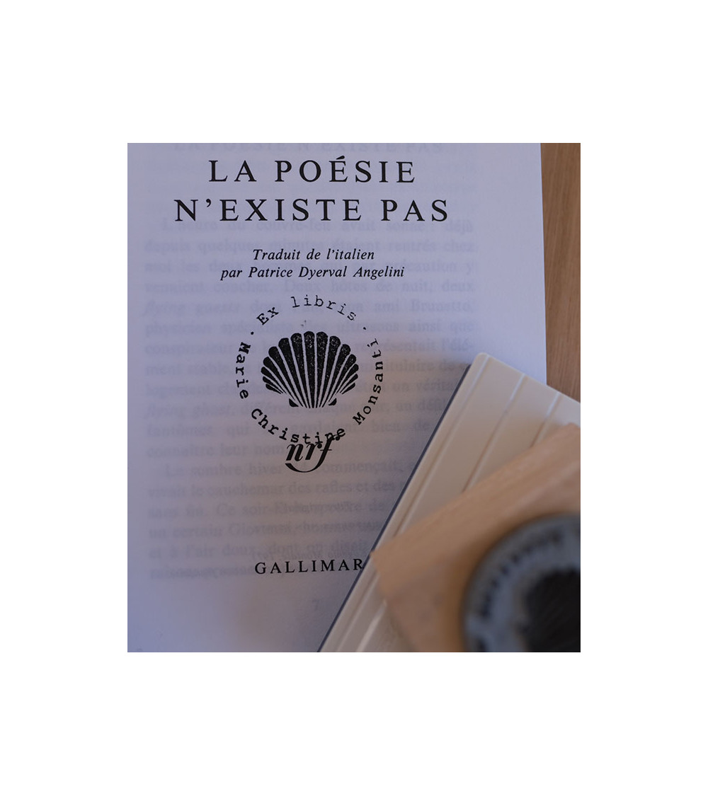 Tampon en Bois Ex-libris modèle "Coquille"