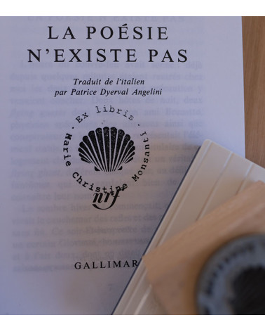 Tampon en Bois Ex-libris modèle "Coquille"