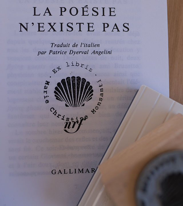 Tampon en Bois Ex-libris modèle "Coquille"