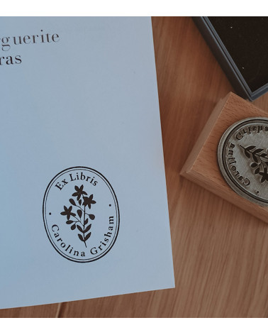 Tampon en Bois Ex-libris "Bouquet"