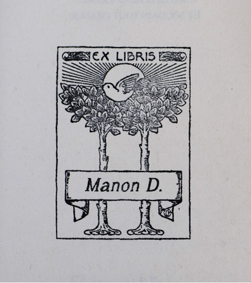 Tampon en Bois Ex-libris "Printemps" livre tamponné