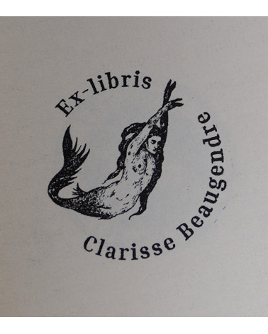 Tampon en Bois Ex-libris "Sirène" - empreinte