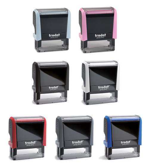 Tampon personnalisé Trodat 4910 en taille maxi. de l'empreinte 26x9mm pour 1 à 2 lignes ou mots.