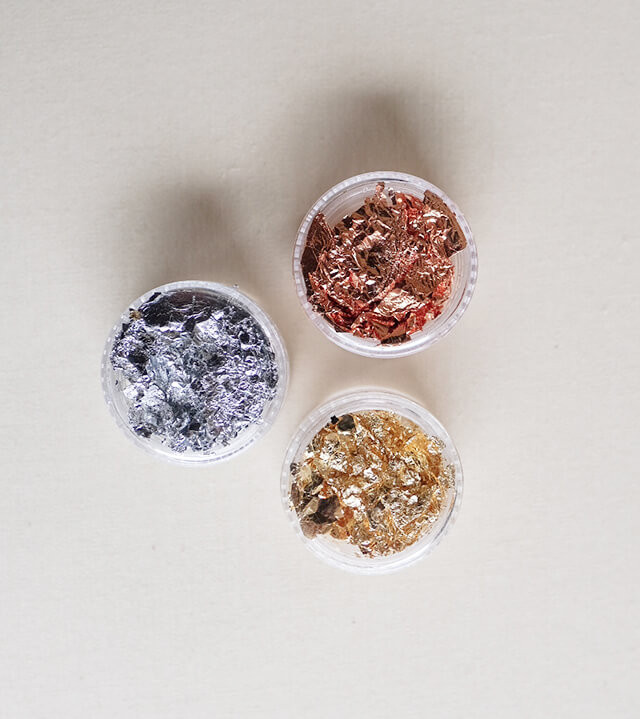 Boîtes feuilles effet Or, Argent, Cuivre, pour carterie créative