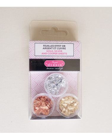 Boîtes feuilles effet Or, Argent, Cuivre, pour carterie créative