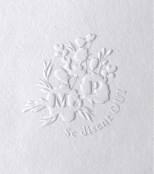 Timbre à sec pour gaufrer vos Initiales sur vos faire-parts de Mariage.