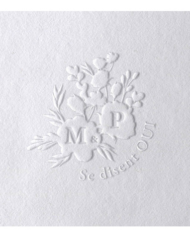Timbre à sec pour gaufrer vos Initiales sur vos faire-parts de Mariage.