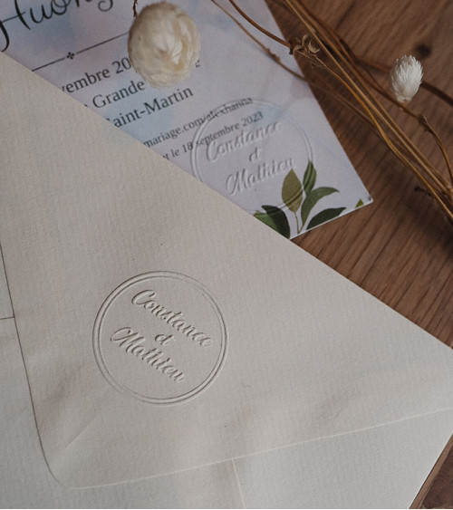 Timbre à Sec Initiales Mariage