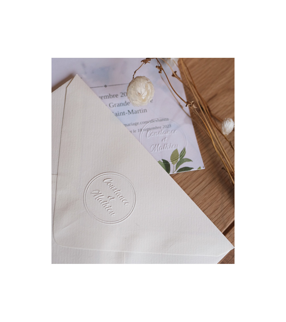 Timbre à Sec Initiales Mariage