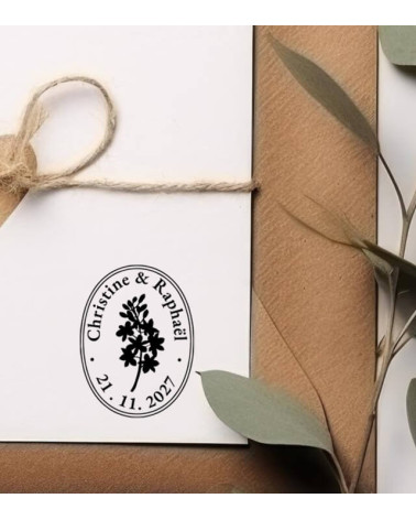 Tampon Mariage personnalisé avec vos prénoms et la date.