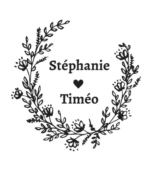 Tampon Mariage personnalisé avec vos prénoms.