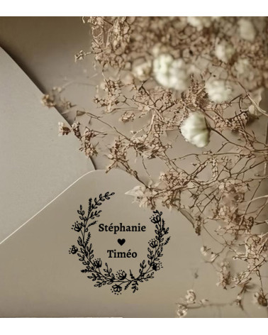 Tampon Mariage personnalisé avec vos prénoms.
