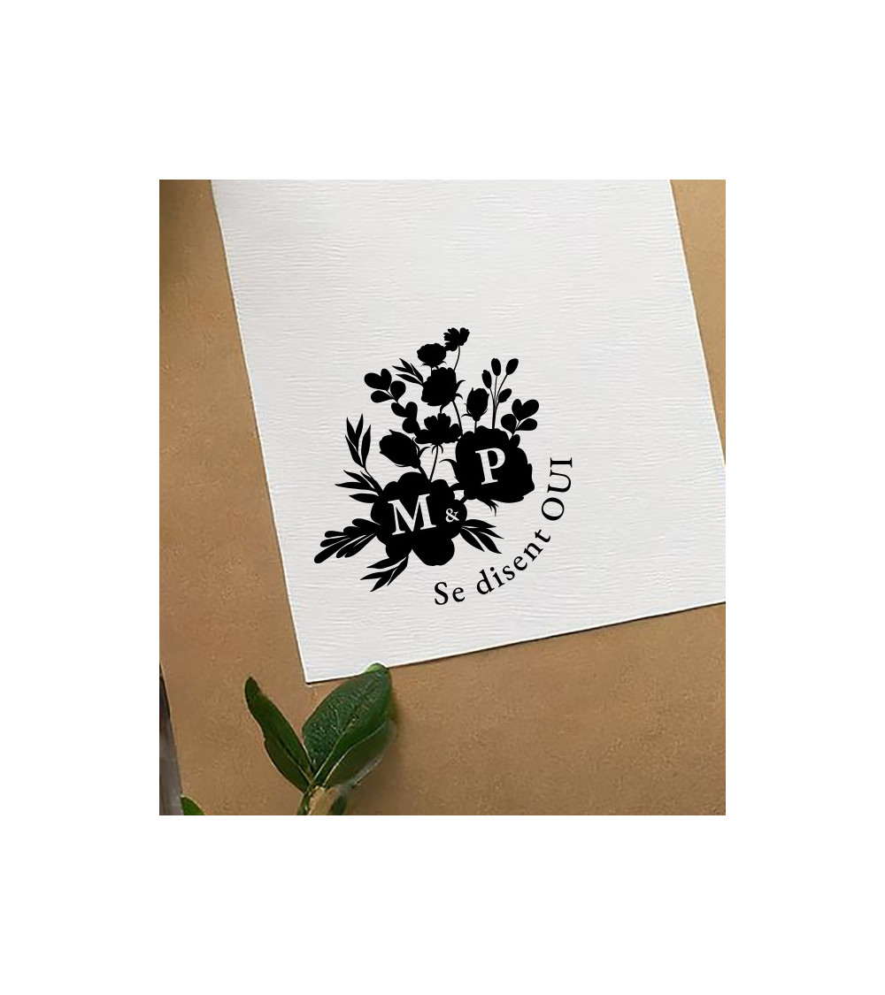 Tampon Mariage personnalisé Initiales.