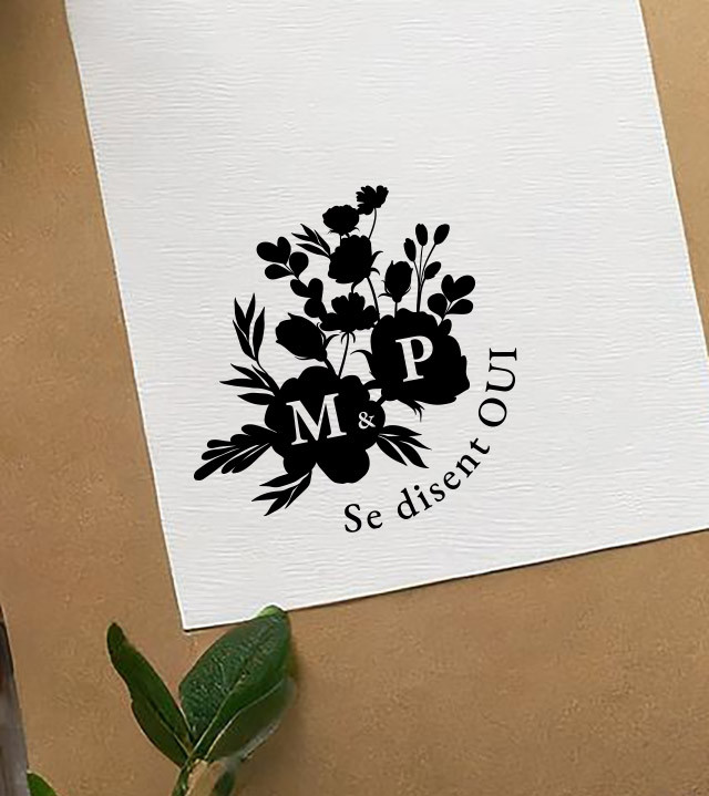 Tampon Mariage personnalisé Initiales.