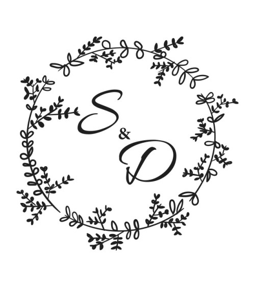 Tampon Mariage Couronne et initiales au centre.