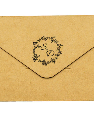 Tampon Mariage Couronne et initiales au centre.