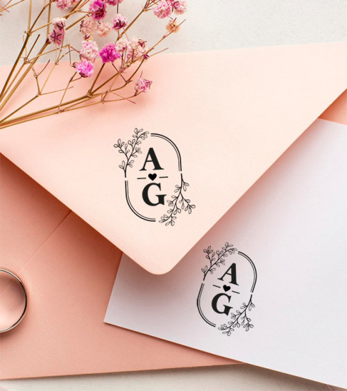 Tampon Mariage personnalisé avec vos Initiales pour des faire parts.