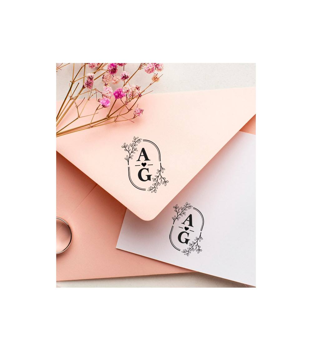 Tampon Mariage personnalisé avec vos Initiales pour des faire parts.
