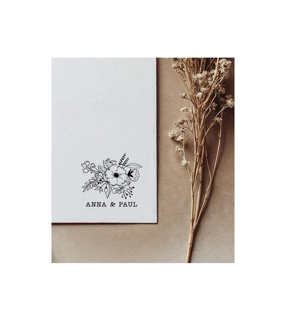 Tampon Mariage personnalisé avec prénoms pour embellir vos faire-parts.