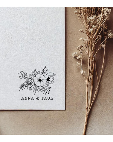 Tampon Mariage personnalisé avec prénoms pour embellir vos faire-parts.