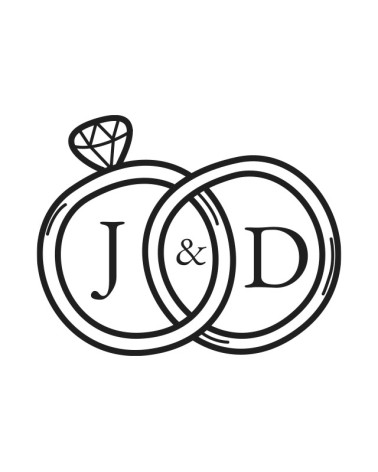Ce tampon mariage est un modèle avec 2 bagues et vos initiales dedans.