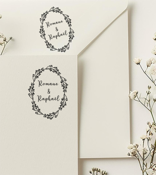 Tampon Mariage personnalisé avec vos 2 prénoms.