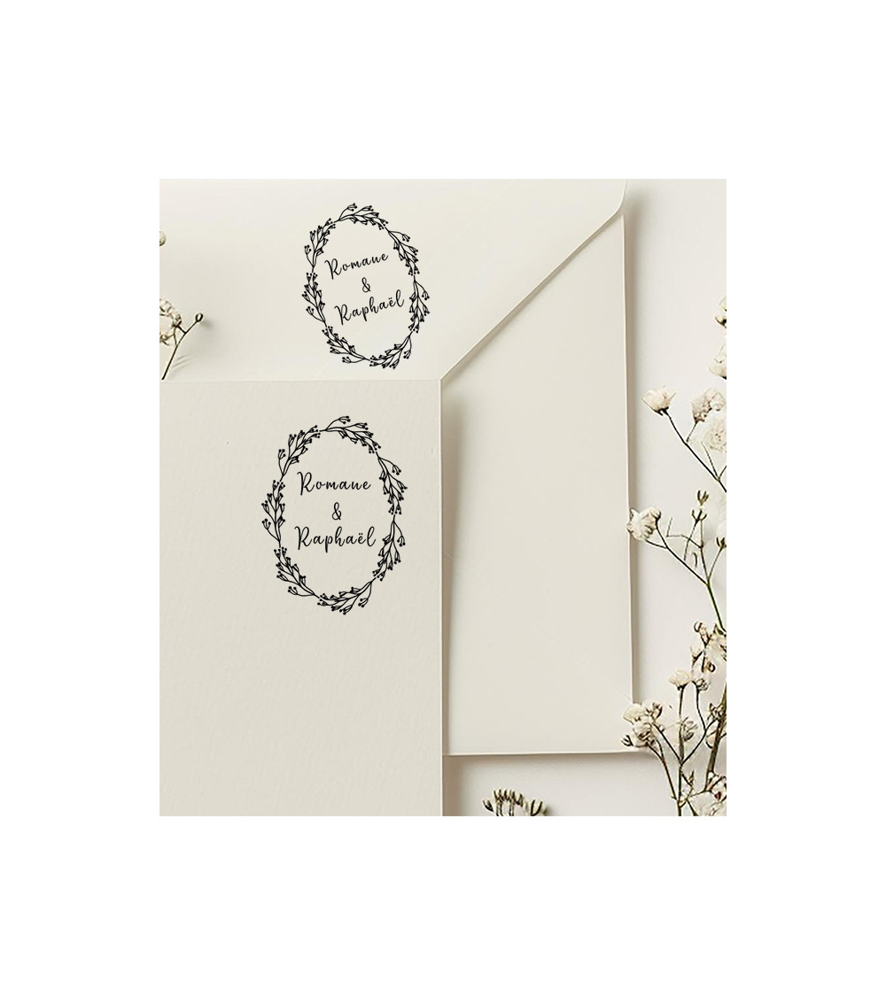 Tampon Mariage personnalisé avec vos 2 prénoms.