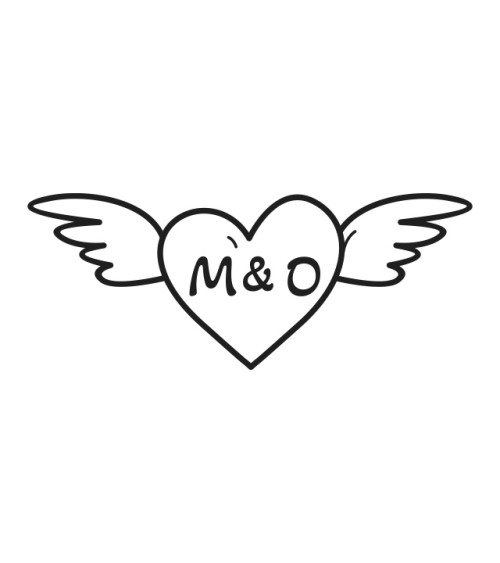 Tampon Mariage cœur volant avec vos initiales.