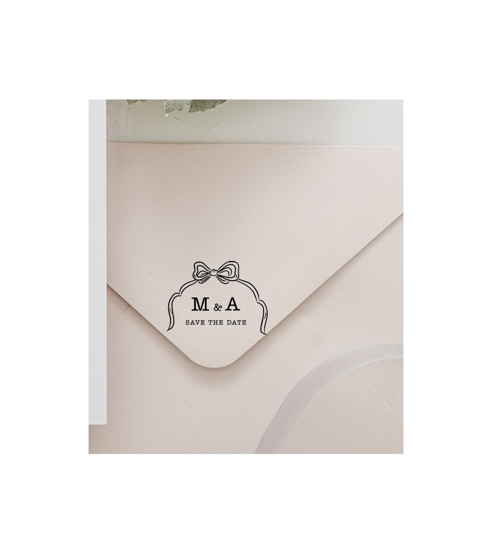 Tampon Mariage "Save the Date" avec vos initiales.
