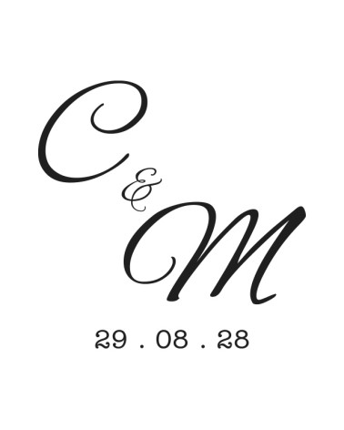 Beau modèle de tampon mariage avec vos initiales en police cursive et la date de votre mariage